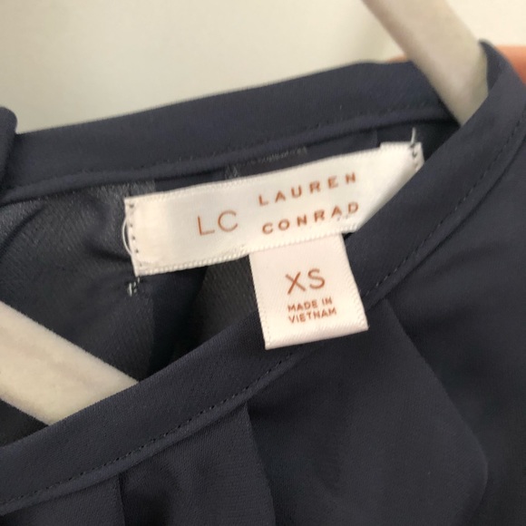 LC by Lauren Conrad Dusty Blue Blouse with Bow Detail - Picture 3 of 4